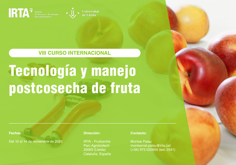 VIII Curso internacional de Postcosecha IRTA 2025: Talleres, casos prácticos y visitas (10/11/2025 - 14/11/2025)